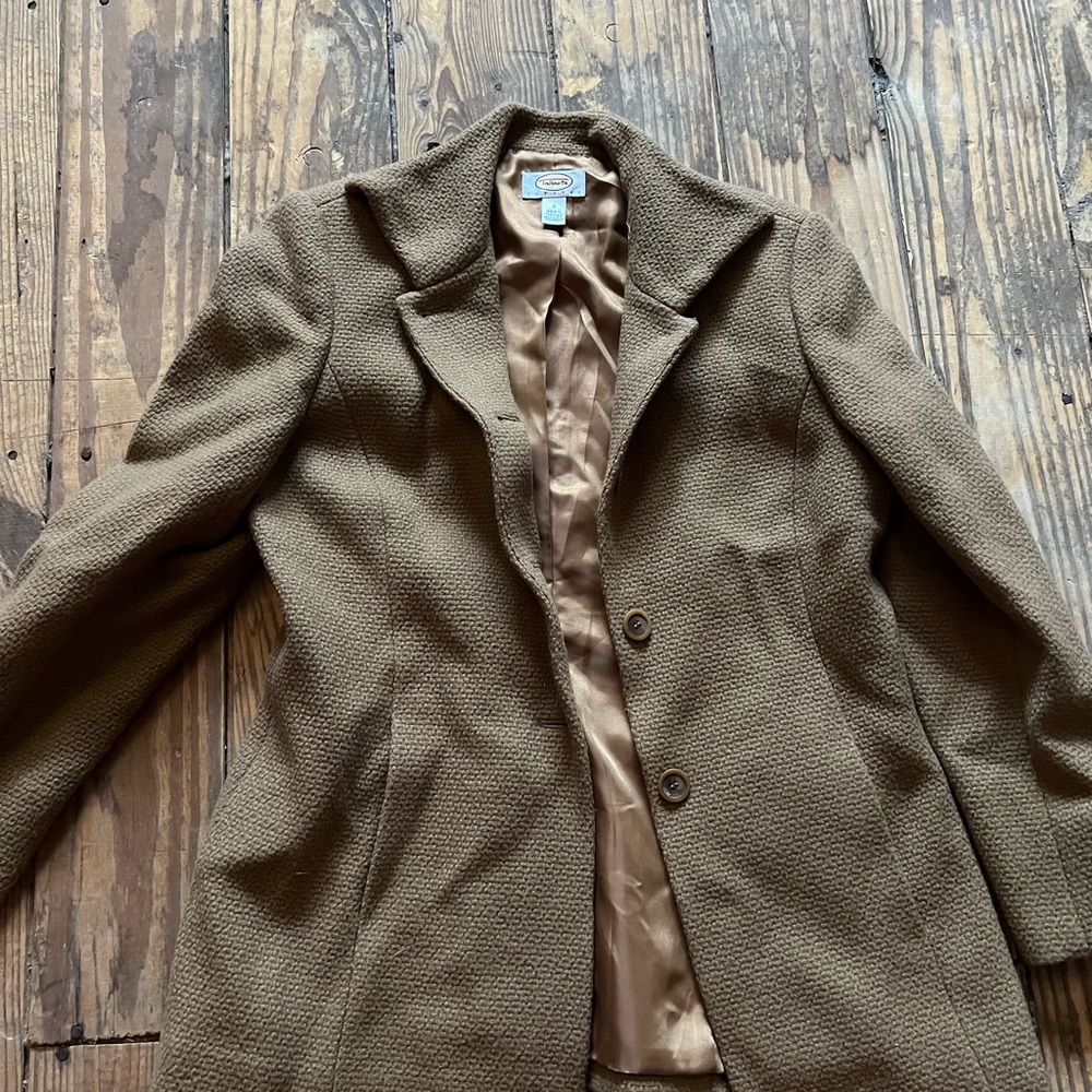 Talbots Brown Textured Peacoat- petite size 8